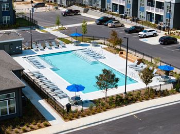 Drone view of a swimming pool 